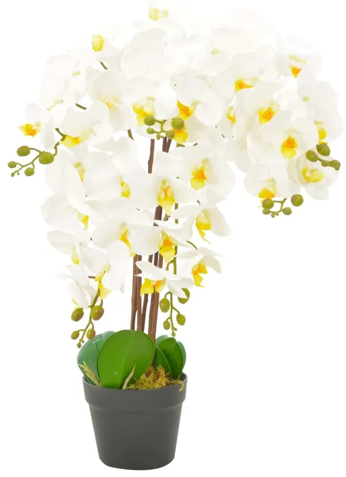vidaXL Planta orquídea artificial com vaso 60 cm branco