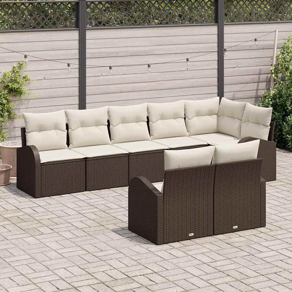 Conjunto de sofá de jardim com 8 peças e almofadas marrons em rattan s