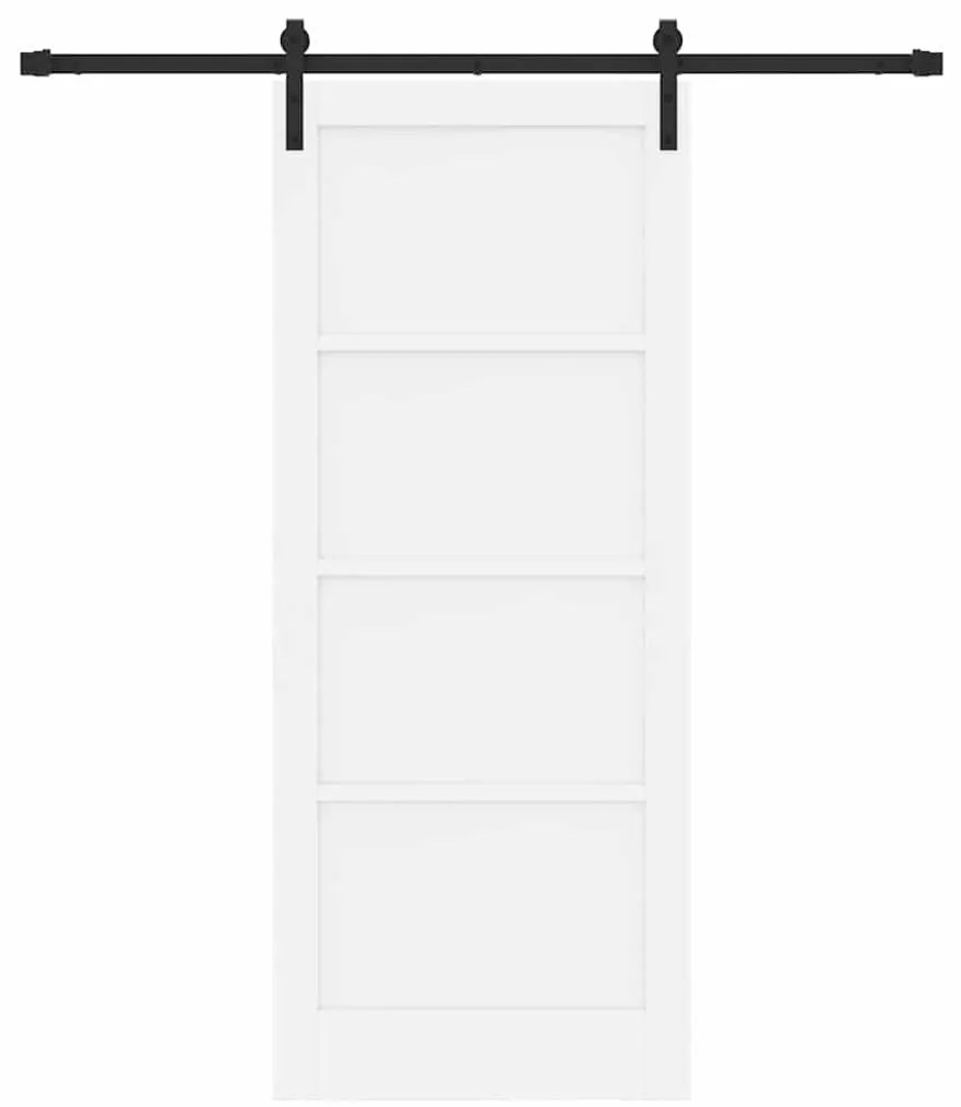 Porta Deslizante com Conjunto de Ferragens Branca 83x202 cm Madeira de