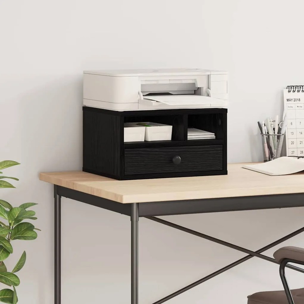 vidaXL Suporte para Impressora Carvalho Preto 40 x 32 x 24 cm