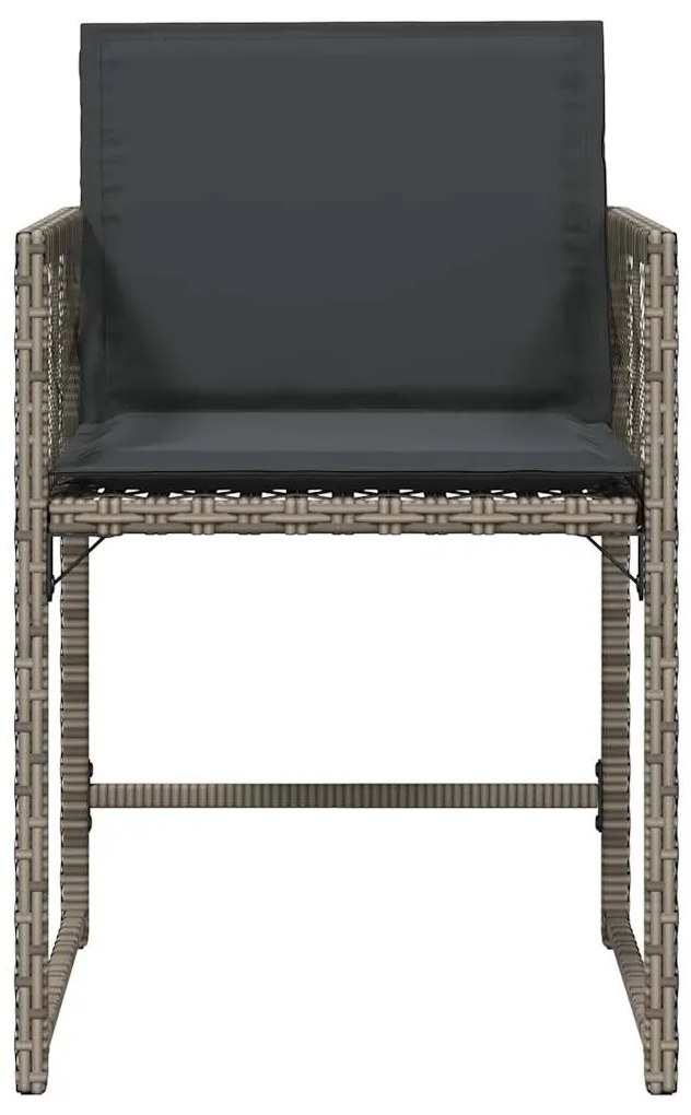 Cadeiras de jardim com almofadões 4 pcs vime PE cinzento
