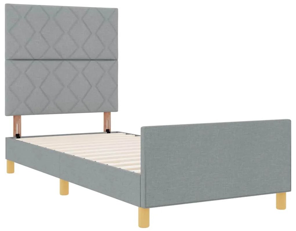 Cama vidaXL Cinzento-claro 100x200 cm Tecido