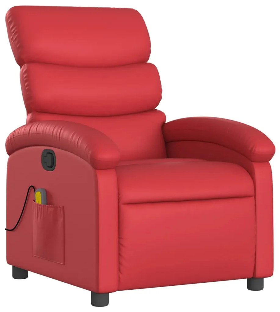 Poltrona de massagens reclinável couro artificial vermelho