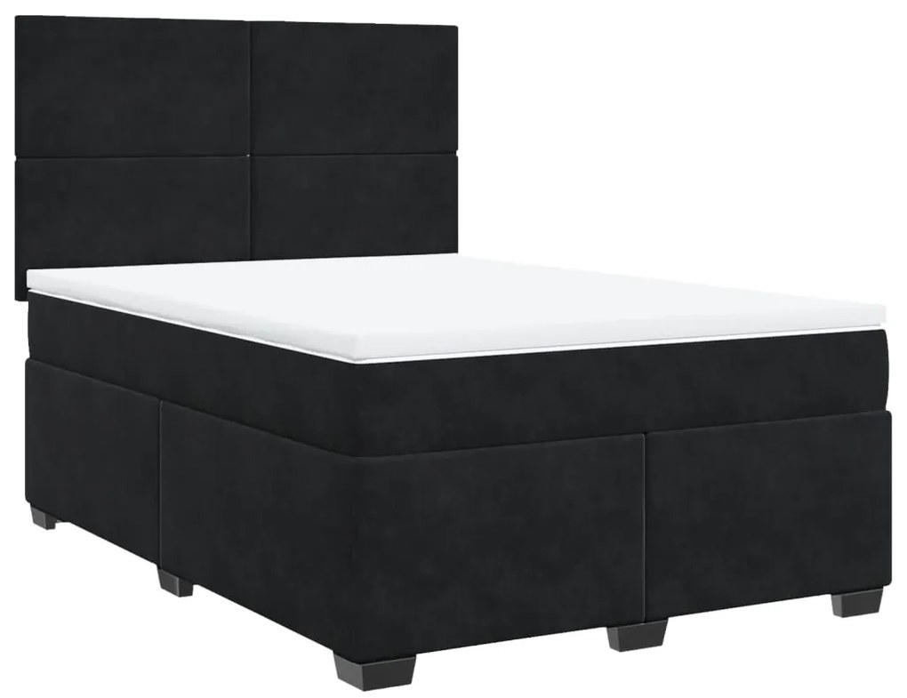 Cama com molas/colchão 160x200 cm veludo preto