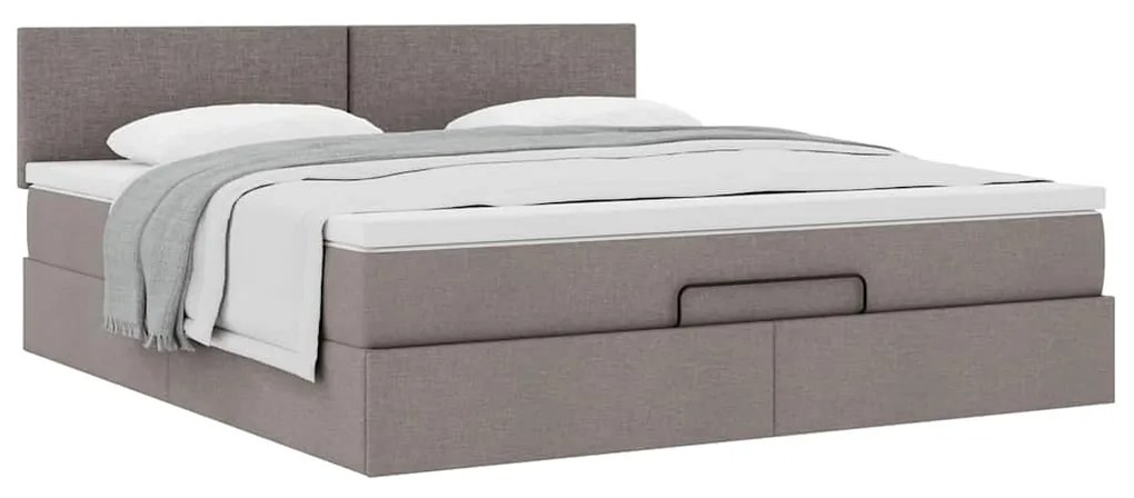 Estrutura de cama otomana com colchão tecido cinzento 160x200cm