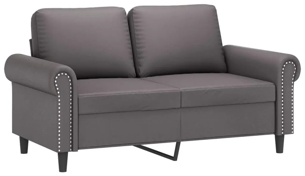 2 pcs conjunto de sofás com almofadas couro artificial cinzento