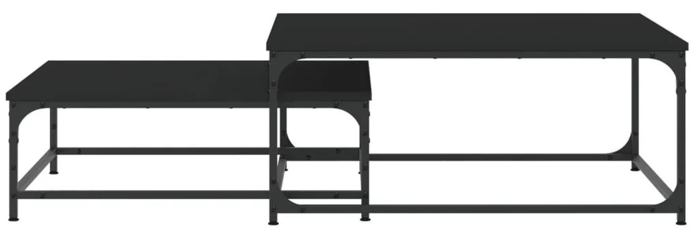 Mesas de centro de encastrar 2 pcs derivados de madeira preto
