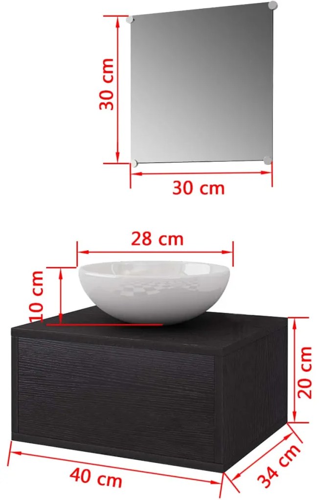 Móveis casa de banho 3 pçs  e conjunto de bacia preto