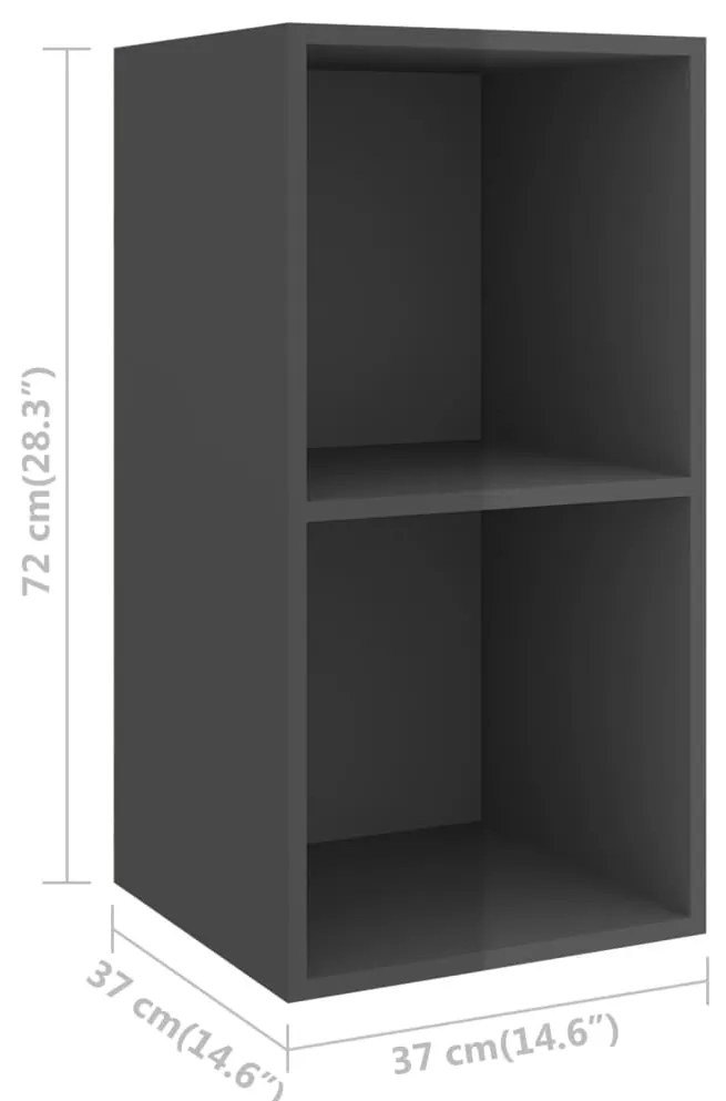 Armários de parede TV 4 pcs derivados madeira cinza brilhante
