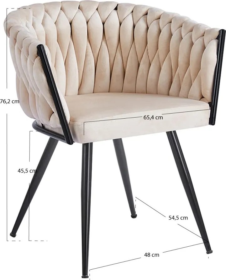 Cadeira Widny Black Veludo - Beige