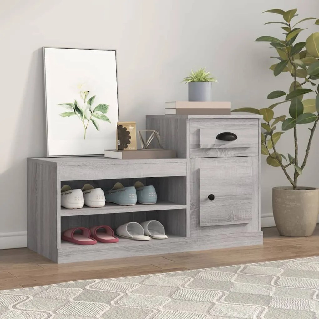 vidaXL Sapateira 100x42x60 cm derivados de madeira cinzento sonoma