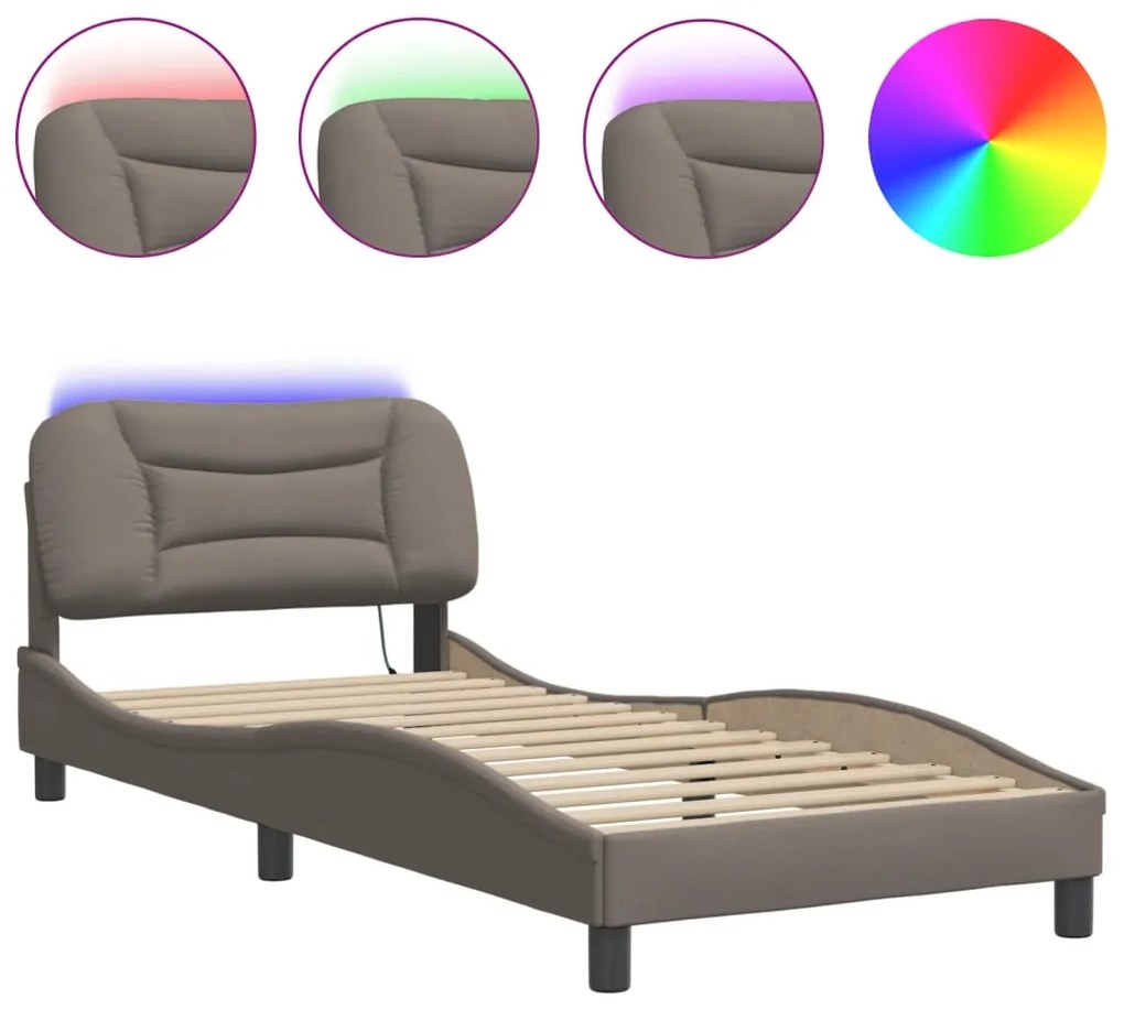 Estrutura de cama com LED sem colchão 90x190 cm tecido