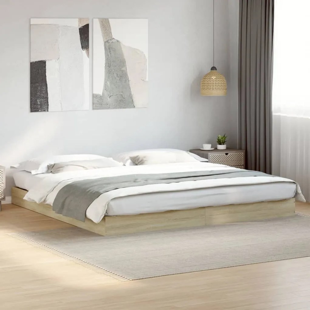 vidaXL Estrutura de cama sem colchão 200x200 cm carvalho sonoma