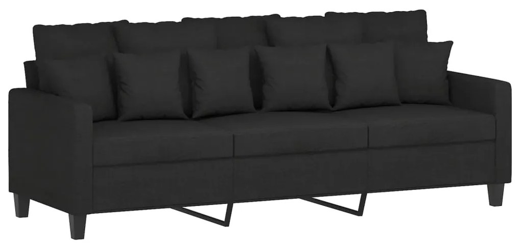 Sofá Cinha Chaise Longue - De 3 Lugares com Apóio de Pés - Cor Preto -