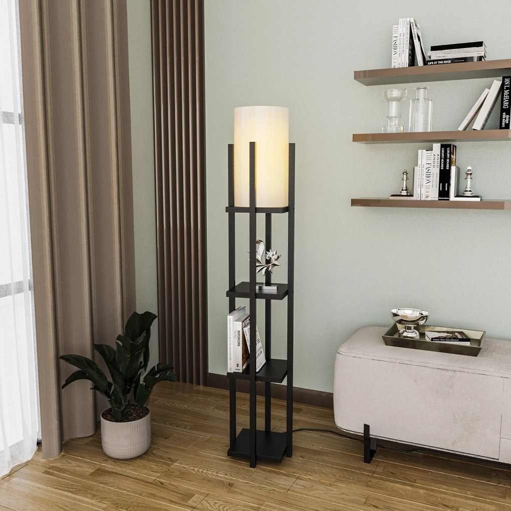 Candeeiro de Pé Shelf Lamp – Preto – 25x25x130 cm