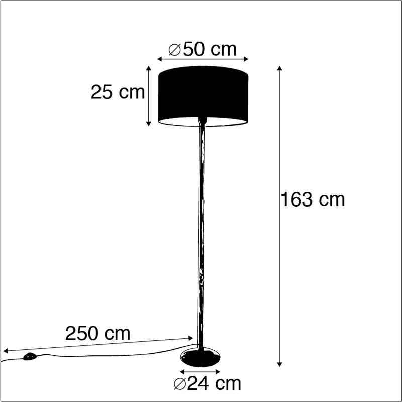 Candeeiro de pé cinzento com sombra cinzenta 50 cm - Simplo Country / Rústico