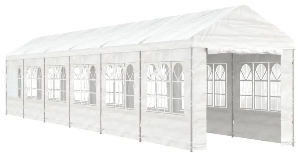 Gazebo com telhado 13,38x2,28x2,69 m polietileno branco