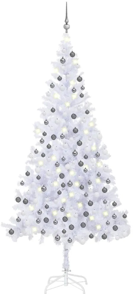 vidaXL Árvore Natal artificial pré-iluminada c/ bolas branco