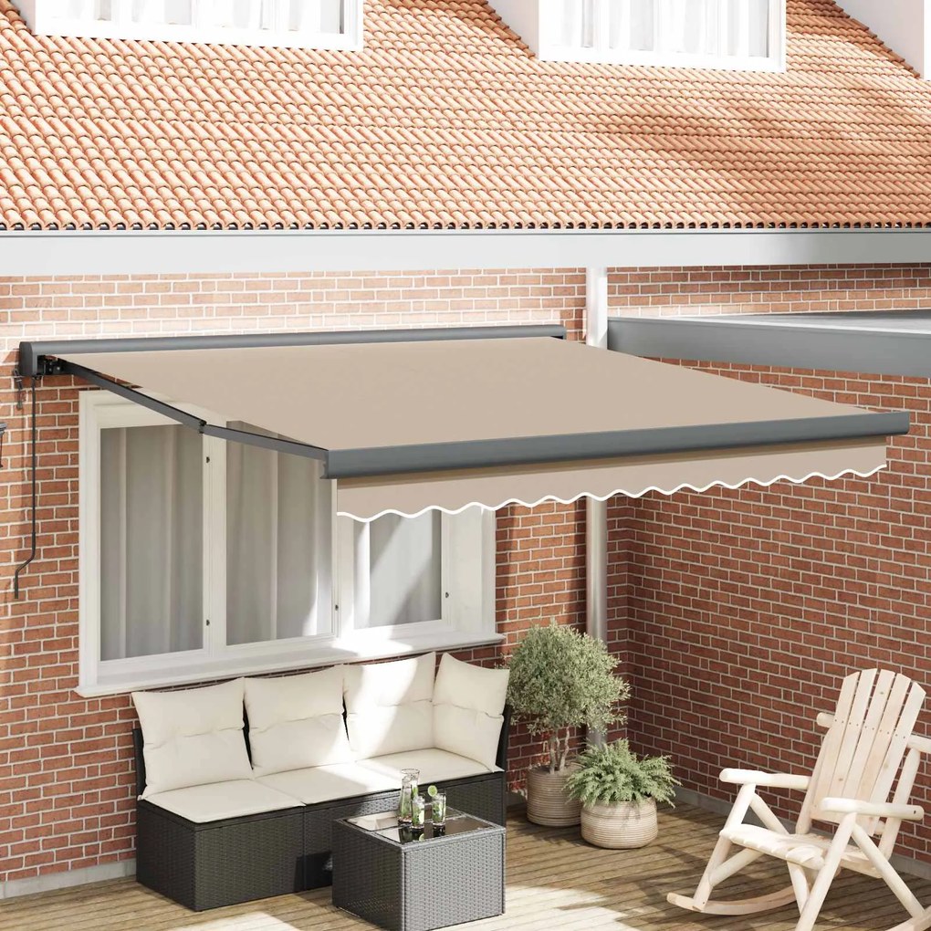 vidaXL Toldo Retrátil Manual Bege 350 x 250 cm Tecido, Metal