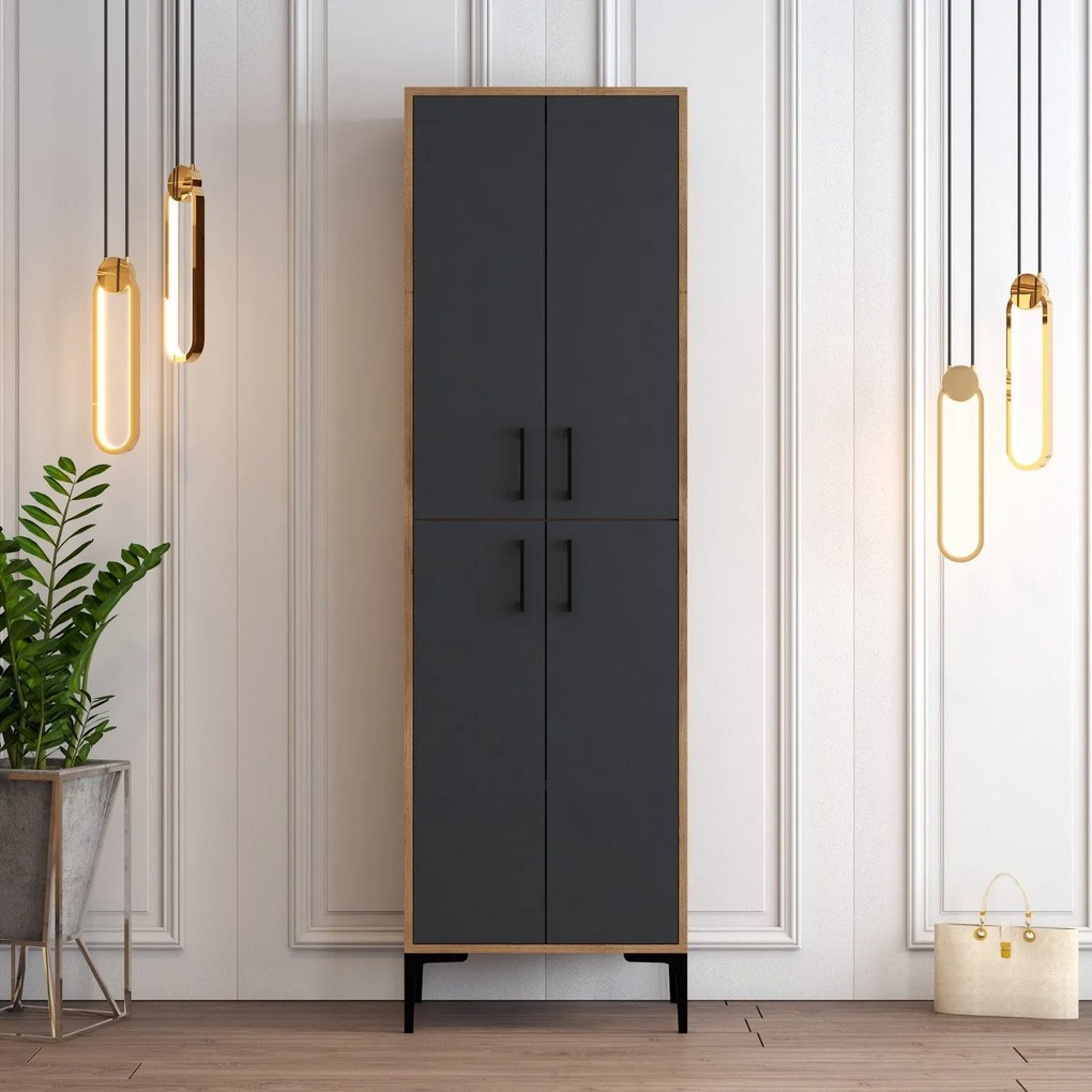 Sapateira Berlin – Nogueira/Antracite – 60 cm x 200 cm x 35 cm