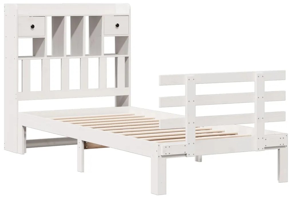 Cama com estante sem colchão 90x190 cm pinho maciço branco