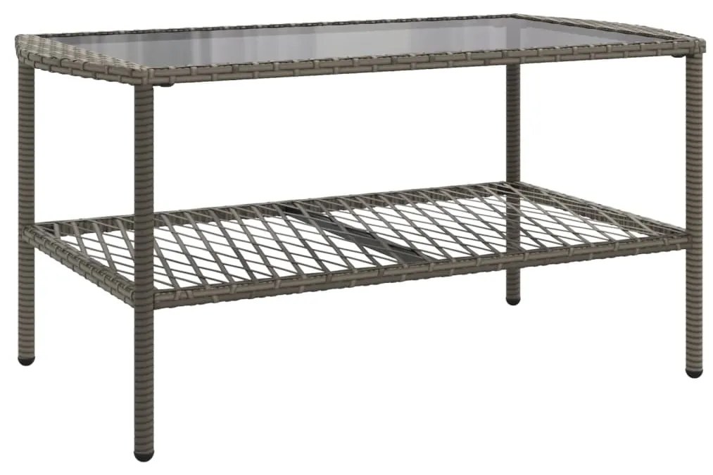 4 pcs conjunto sofás de jardim c/ almofadões vime PE cinzento