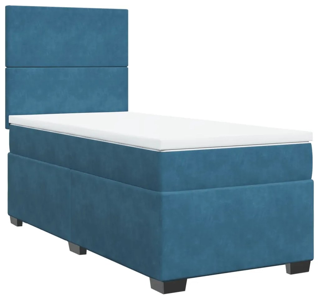 Cama boxspring com colchão 80x200 cm veludo azul