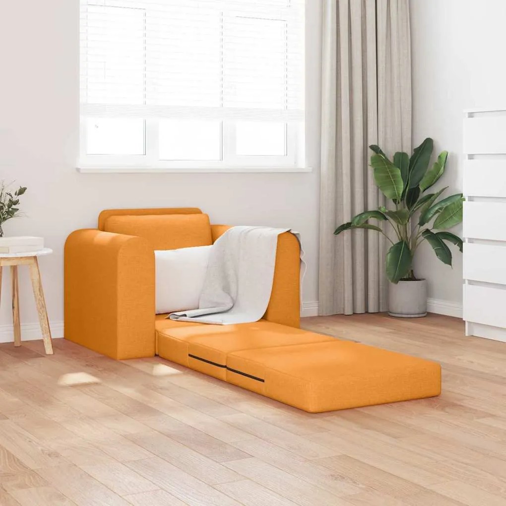 Sofá Cama de Chão 2-em-1 Amarelo Escuro 98x71x83 cm Tecido