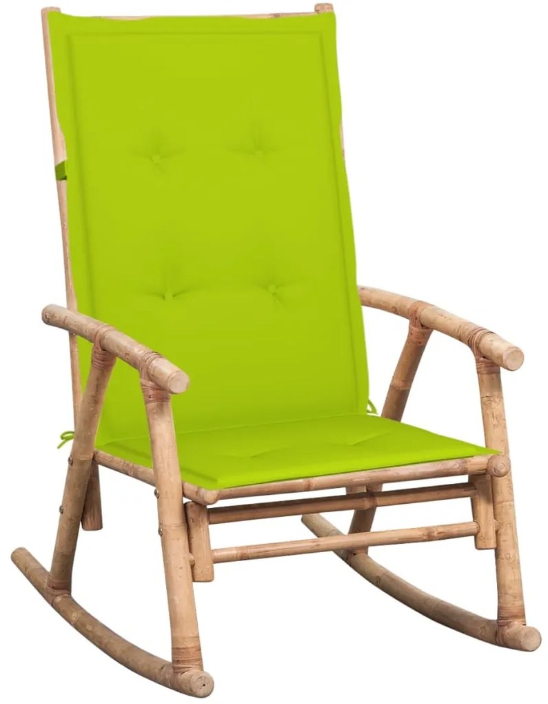 vidaXL Cadeira de baloiço com almofadão bambu