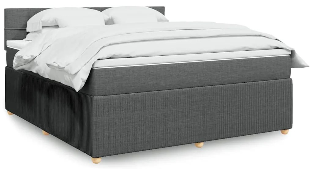 vidaXL Cama com molas/colchão 180x200 cm tecido cinzento-escuro