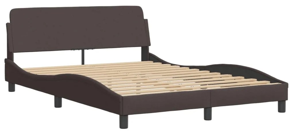 Cama com colchão 140x190 cm tecido castanho-escuro