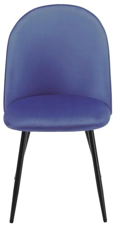 Conjunto 4 Cadeiras de Cozinha e Sala de Jantar  MAGDA, metal, tecido veludo azul
