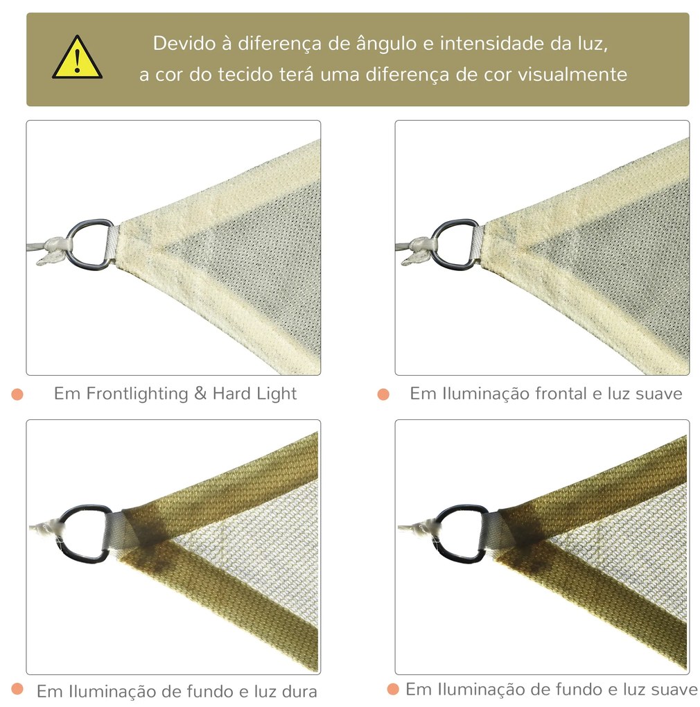 Vela de Sombra Retangular 3x4 m Toldo Vela de HDPE com Proteção UV Ane