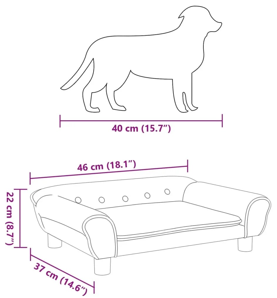 Cama para cães 70x48x22 cm veludo cor creme