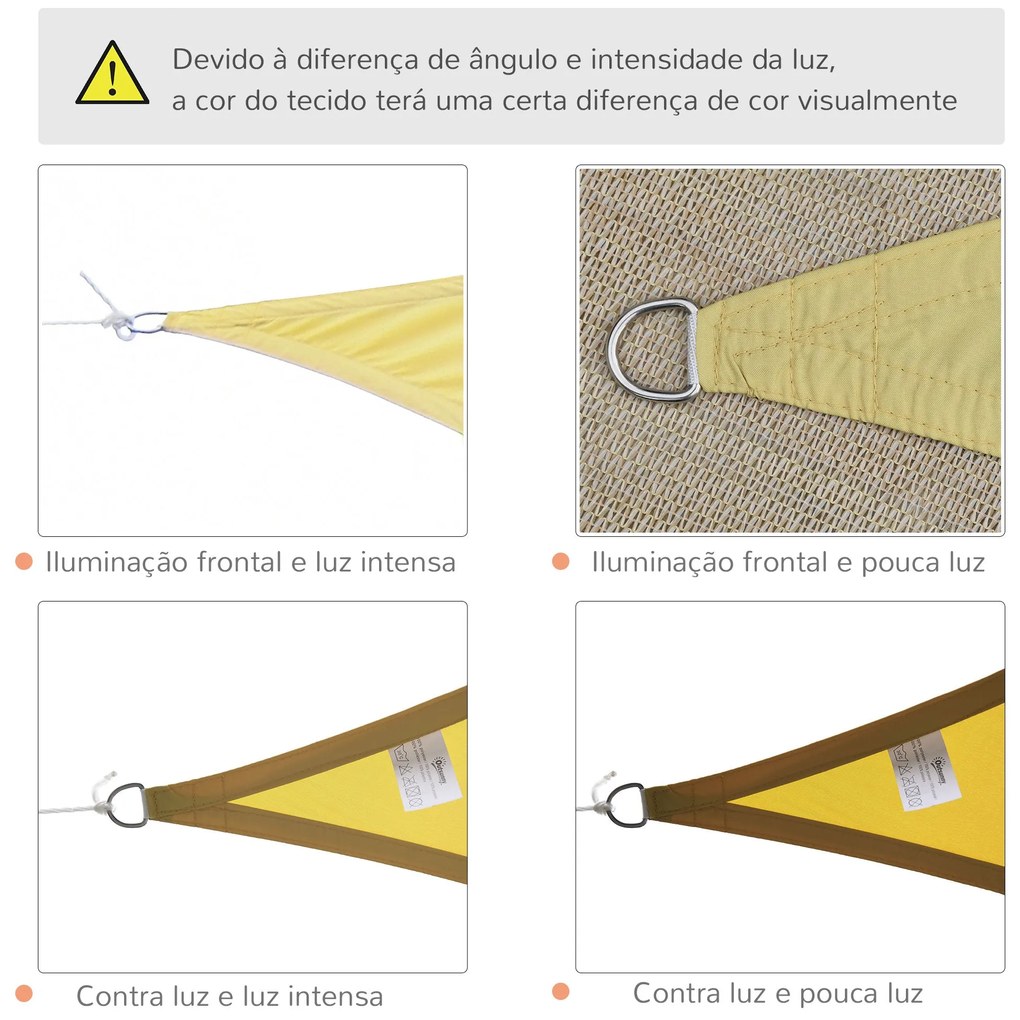 Vela de Sombra Triangular 6x6x6 m Toldo Vela de Poliéster com Proteção