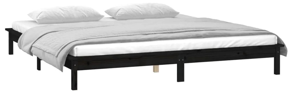 Estrutura cama c/ LED pequena casal 120x190 cm pinho preto