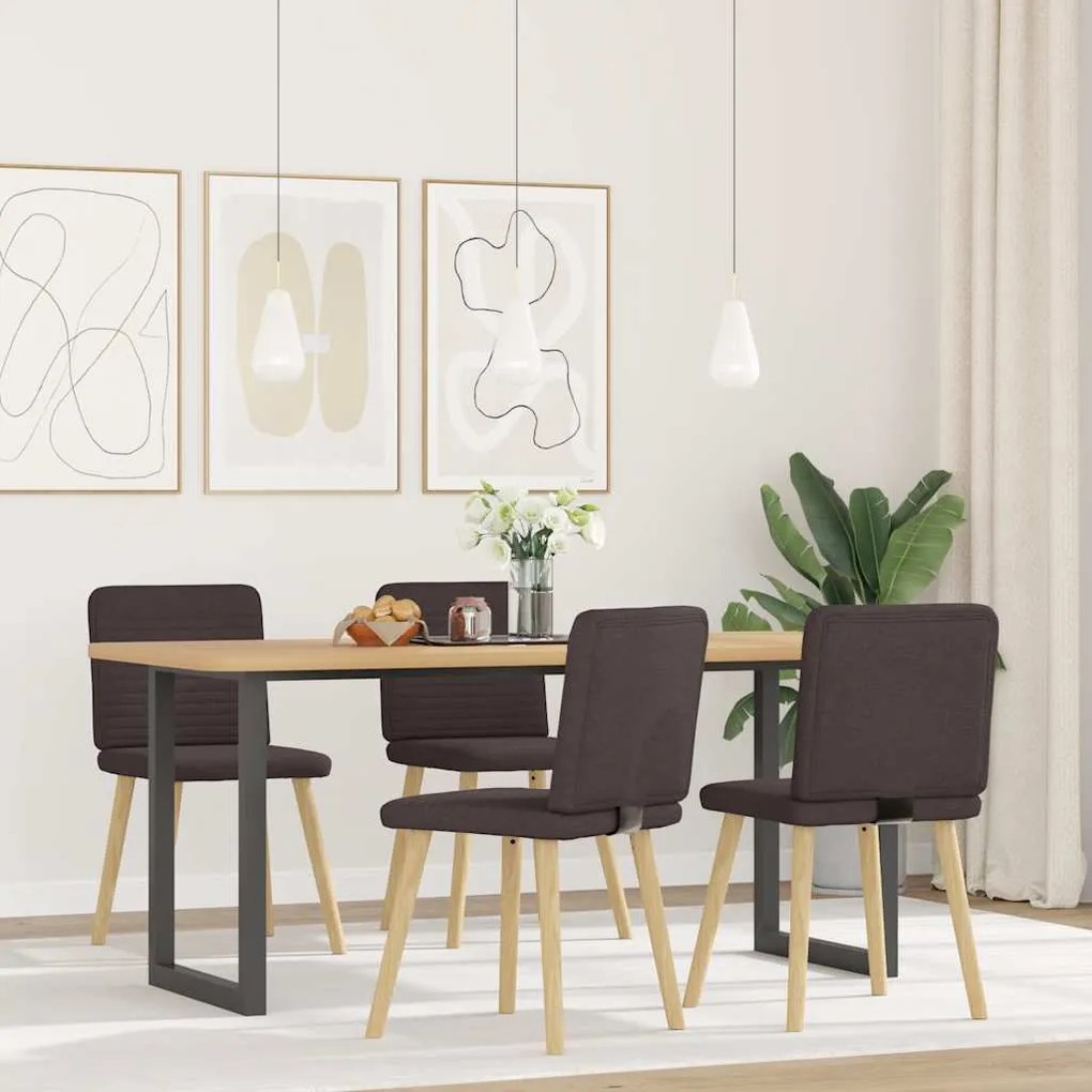 Cadeiras de jantar 4 pcs tecido castanho-escuro