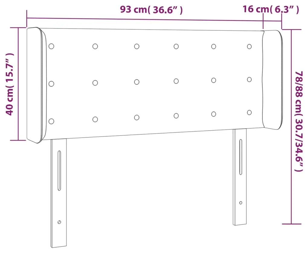 Cabeceira de cama c/ abas tecido 93x16x78/88 cm cinzento-escuro