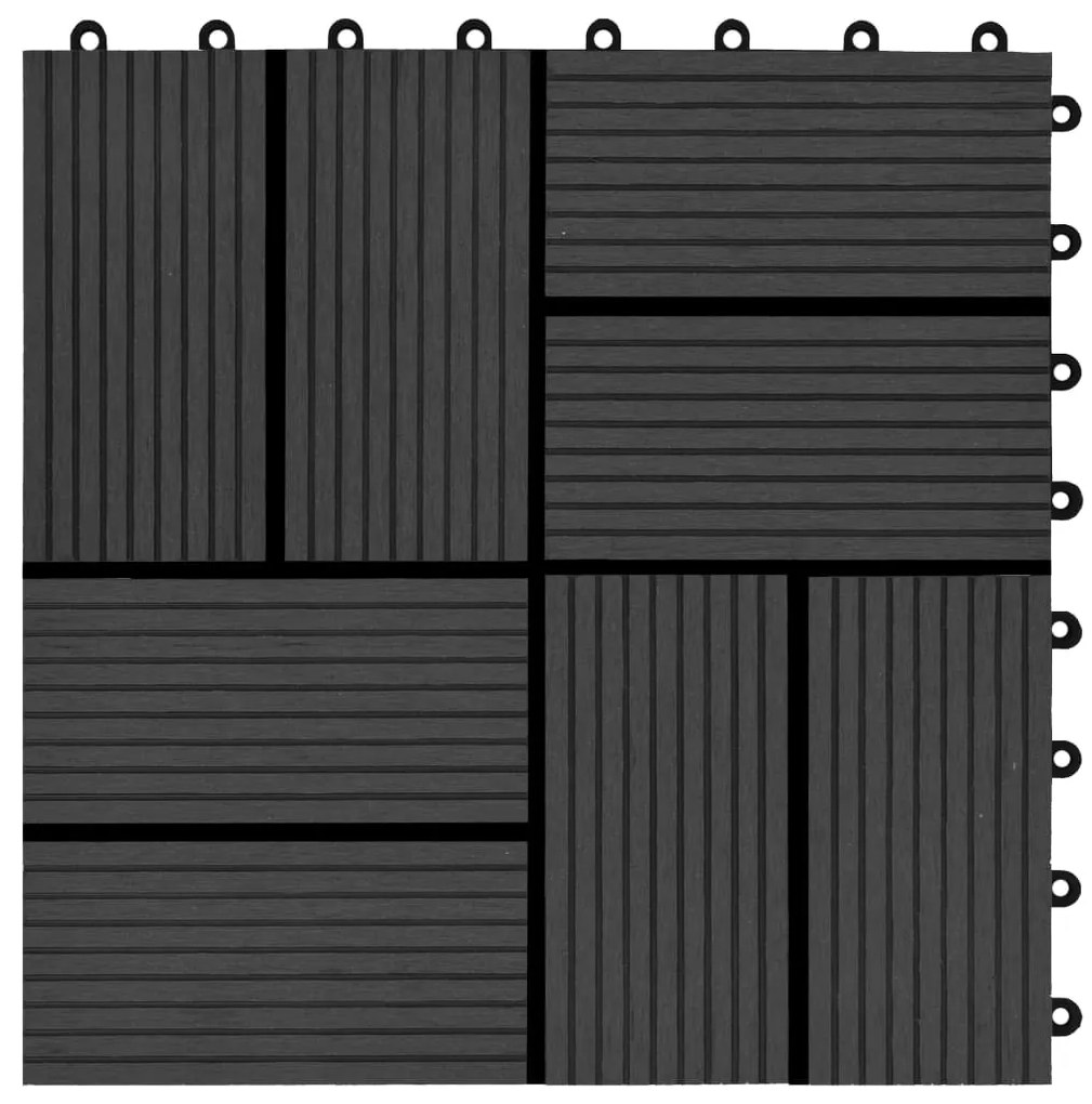 Ladrilhos de pavimento 11 pcs WPC 1m² 30x30 cm preto