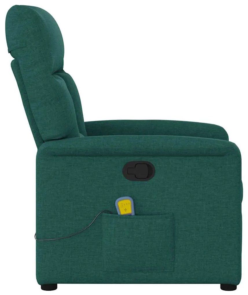 Poltrona de massagens reclinável tecido verde-escuro