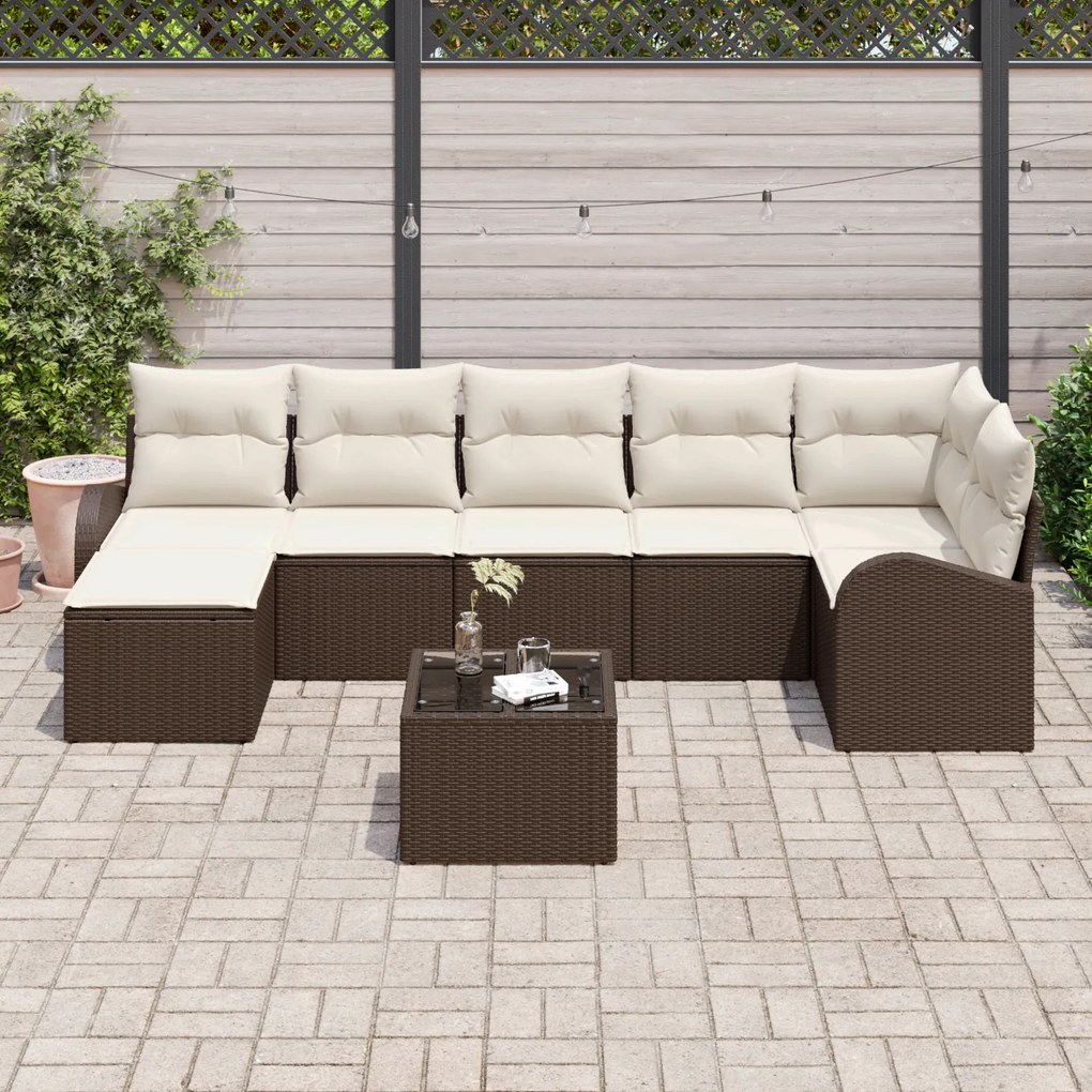 Conjunto de Sofá de Jardim vidaXL 7 Peças com Almofadas Cinza Poliratt