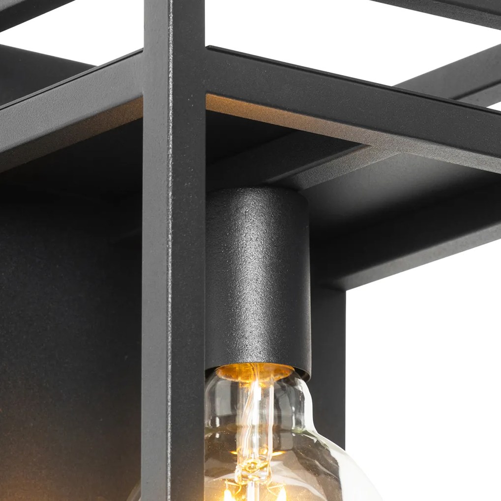 LED Candeeiro de parede inteligente preto com prateleira incl. Wifi G95 - Cage Rack Industrial