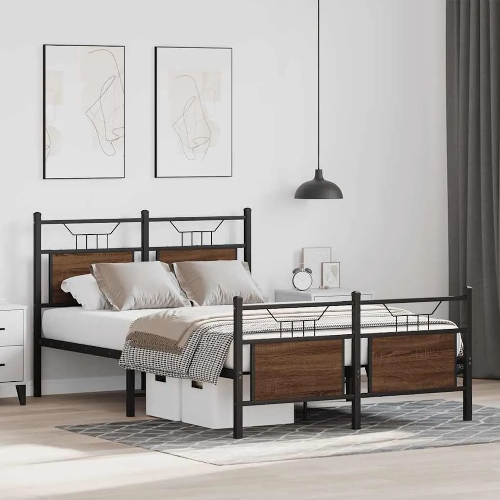Estrutura cama s/ colchão derivados madeira carvalho castanho