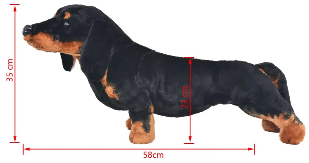 Brinquedo de montar cão salsicha peluche preto XXL