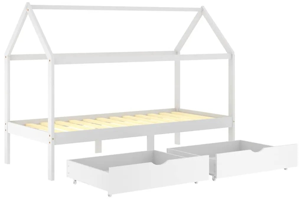 Cama para crianças c/ gavetas 90x200 cm pinho maciço branco