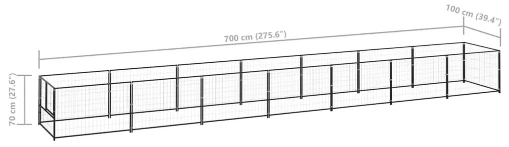 Canil para cães 7 m² aço preto
