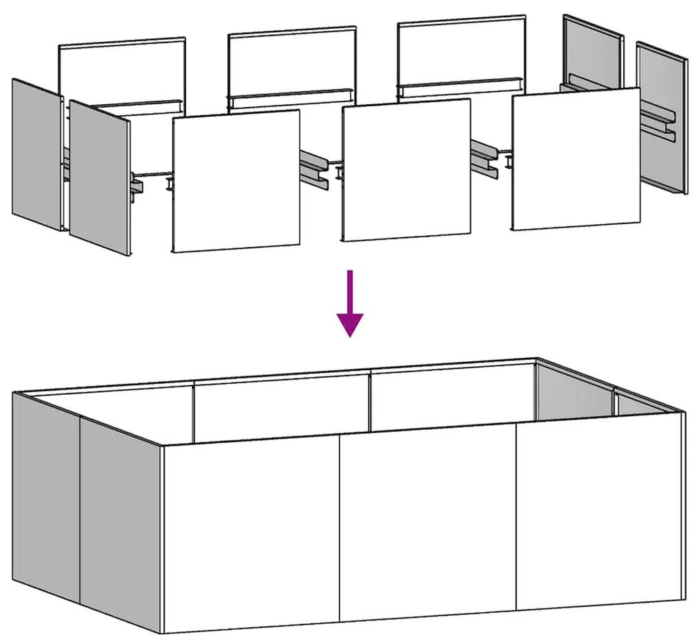 Vaso floreira 120x80x40 cm aço branco