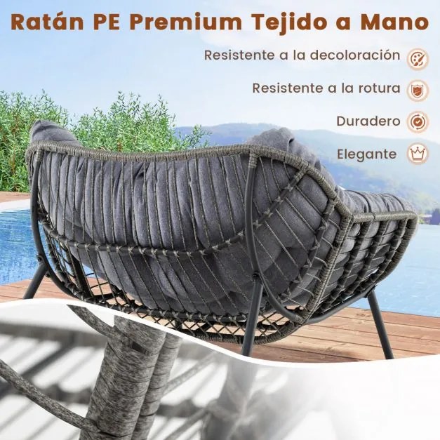 Poltrona de baloiço jardim ou sala com almofada grossa e removível extragrande Poltrona relaxante Cinzenta