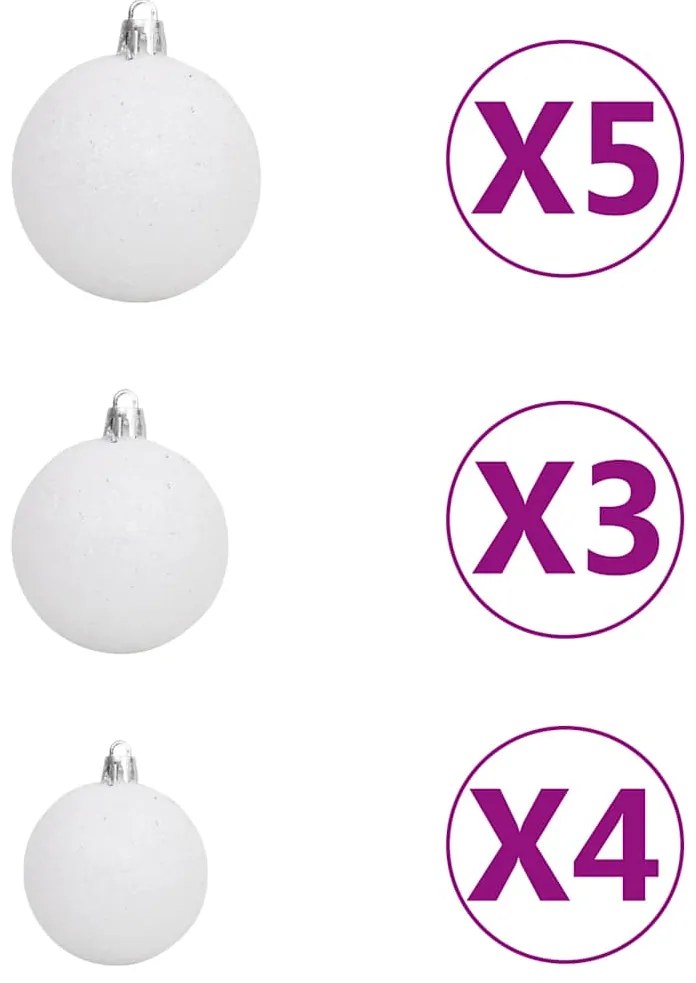 Árvore Natal artificial pré-iluminada c/ bolas 180 cm branco
