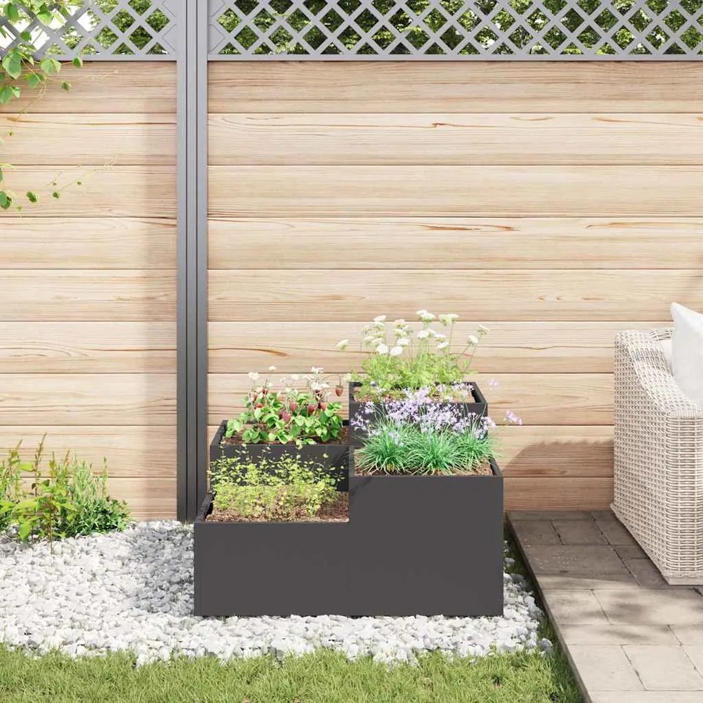 Jardineira vidaXL 80x80x48 cm Aço Preto